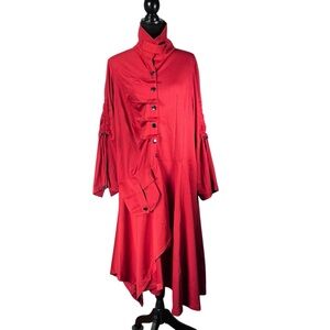 Lindi Red Midi Dress XXL Asymmetrical Handkerchief Edgy Draped Fairycore Artsy